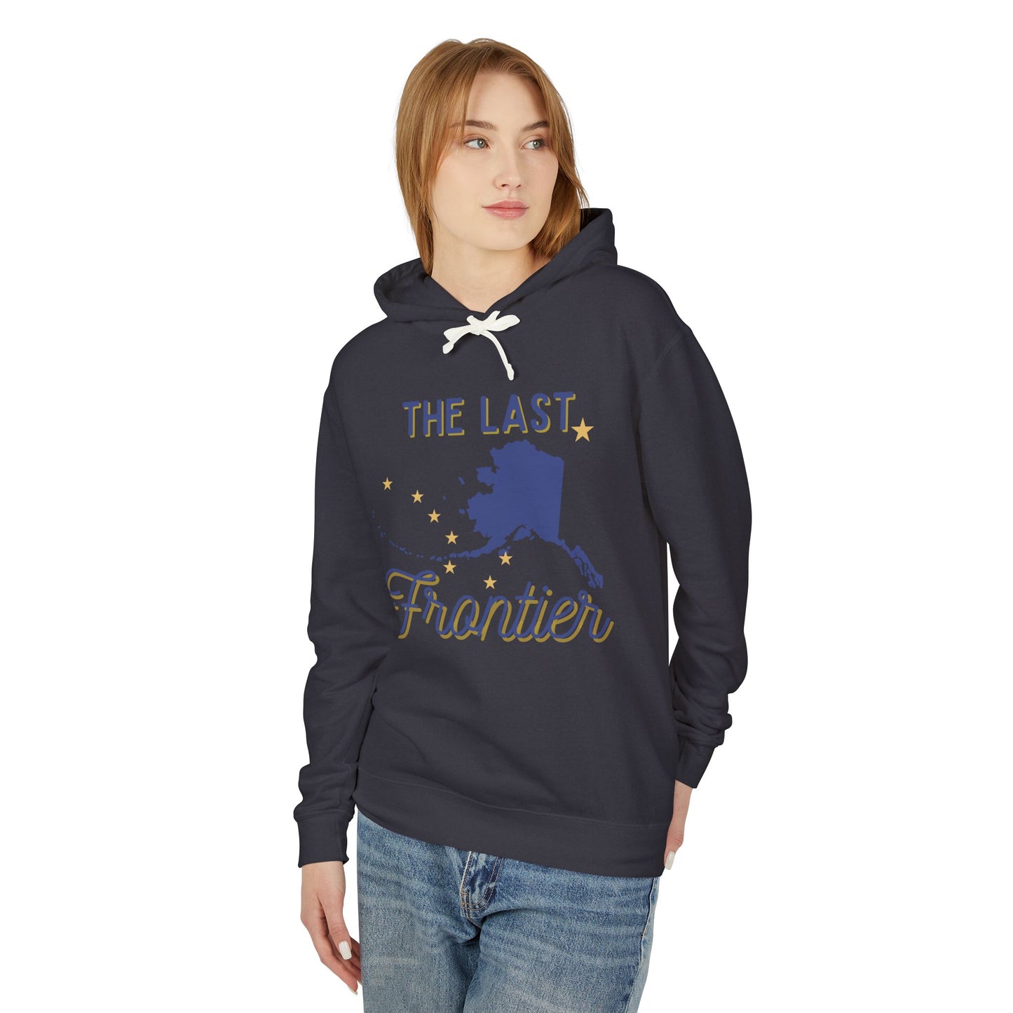 The Last Frontier Blue and Gold Unisex Lightweight Hooded Sweatshirt