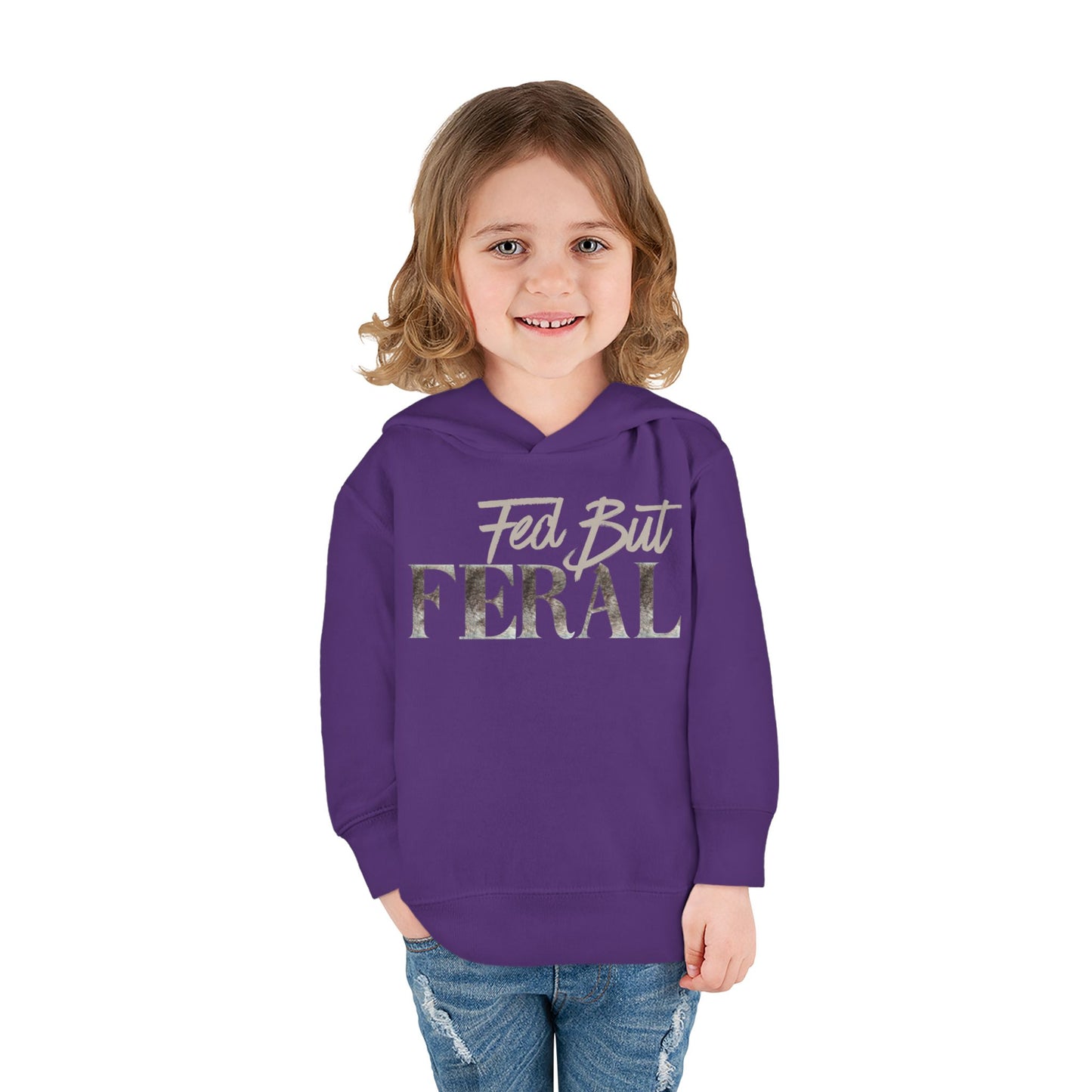 Toddler Fed But Feral Wolf Fur Hoodie - Cozy Pullover for Playful Kids