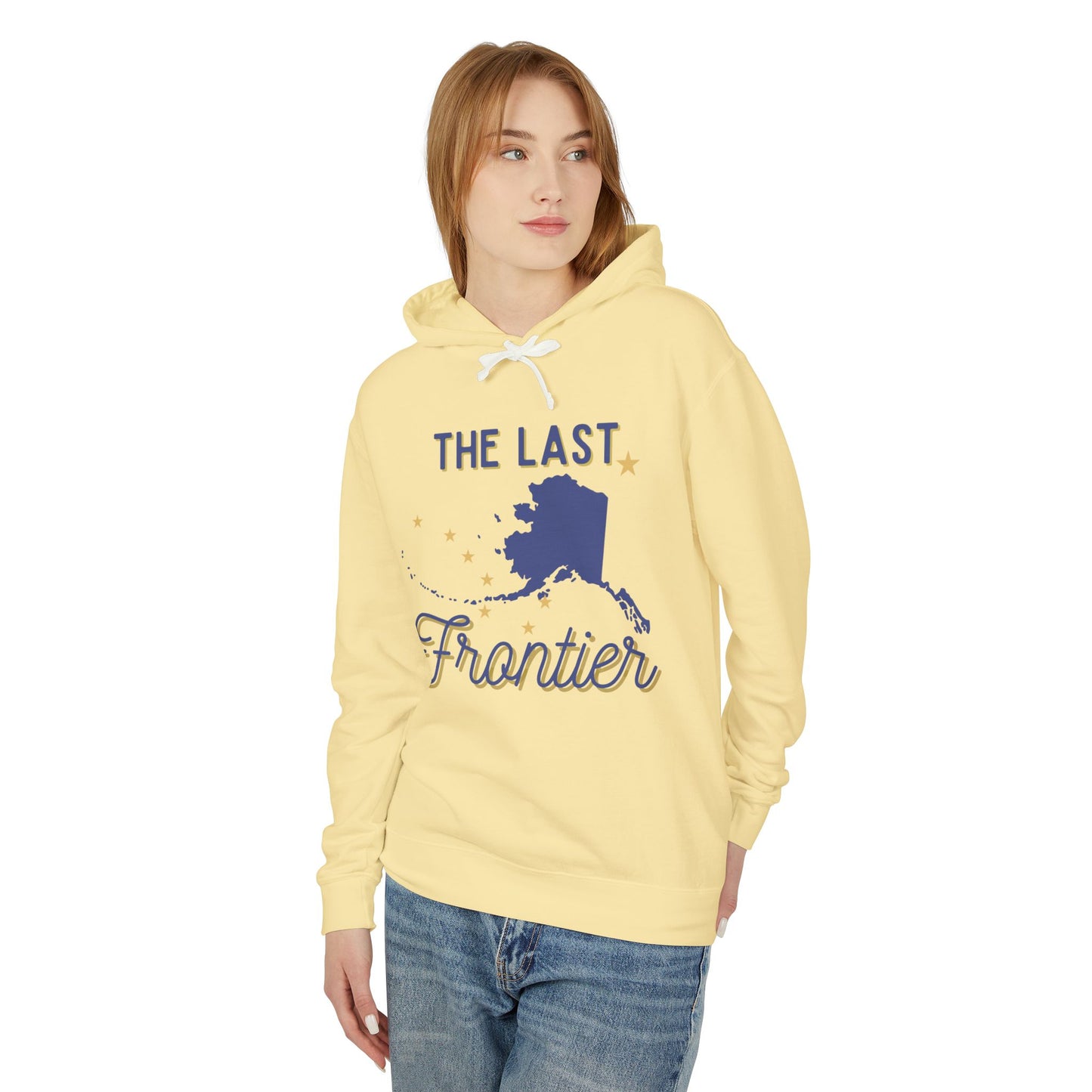 The Last Frontier Blue and Gold Unisex Lightweight Hooded Sweatshirt