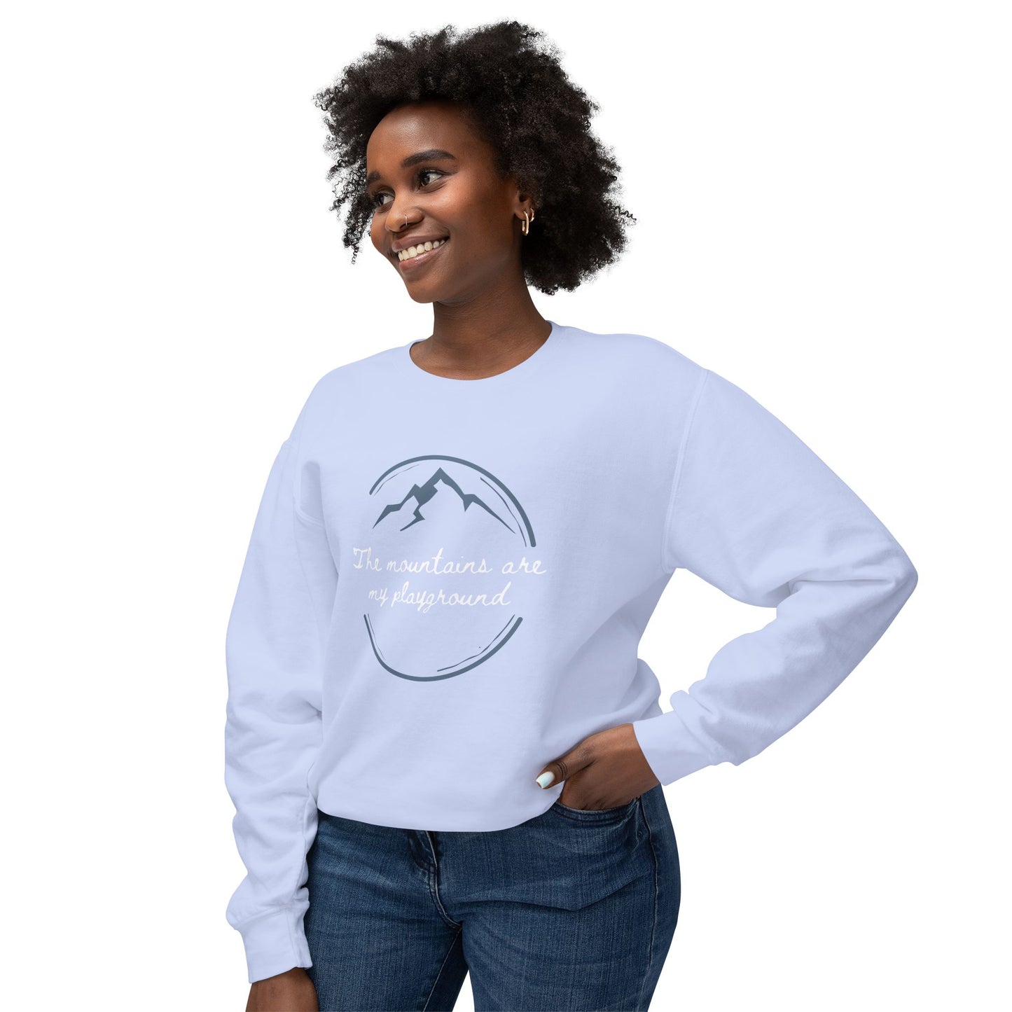 The Mountains Are My Playground Unisex Lightweight Crewneck Sweatshirt