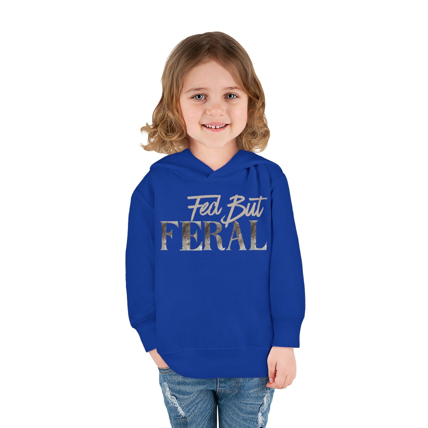 Toddler Fed But Feral Wolf Fur Hoodie - Cozy Pullover for Playful Kids