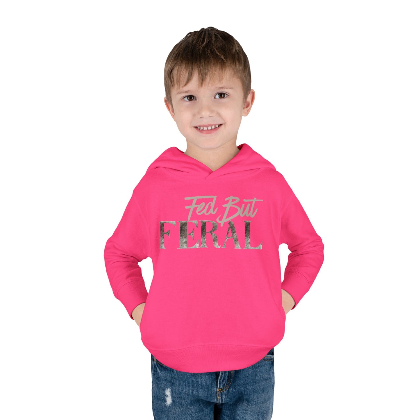 Toddler Fed But Feral Wolf Fur Hoodie - Cozy Pullover for Playful Kids