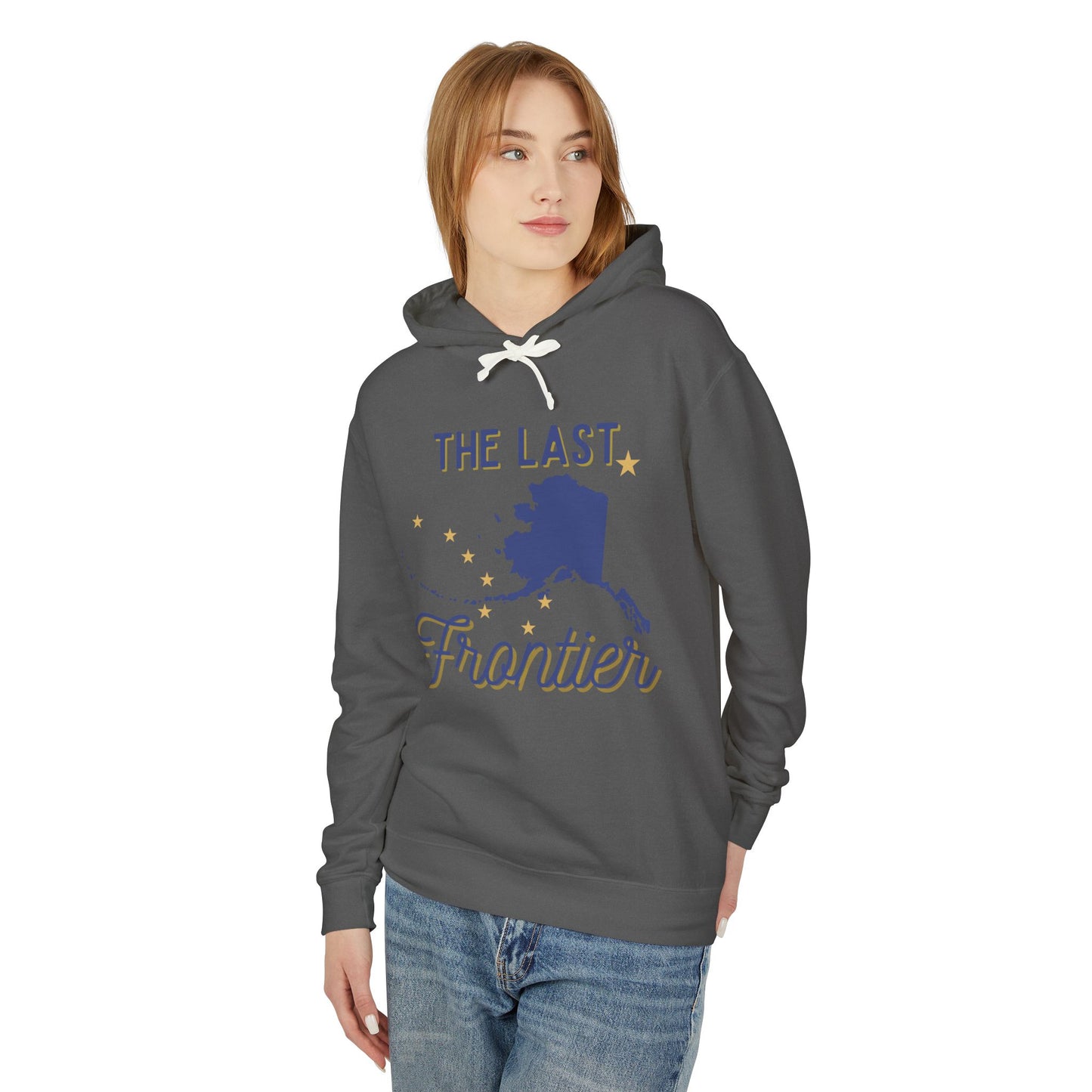 The Last Frontier Blue and Gold Unisex Lightweight Hooded Sweatshirt