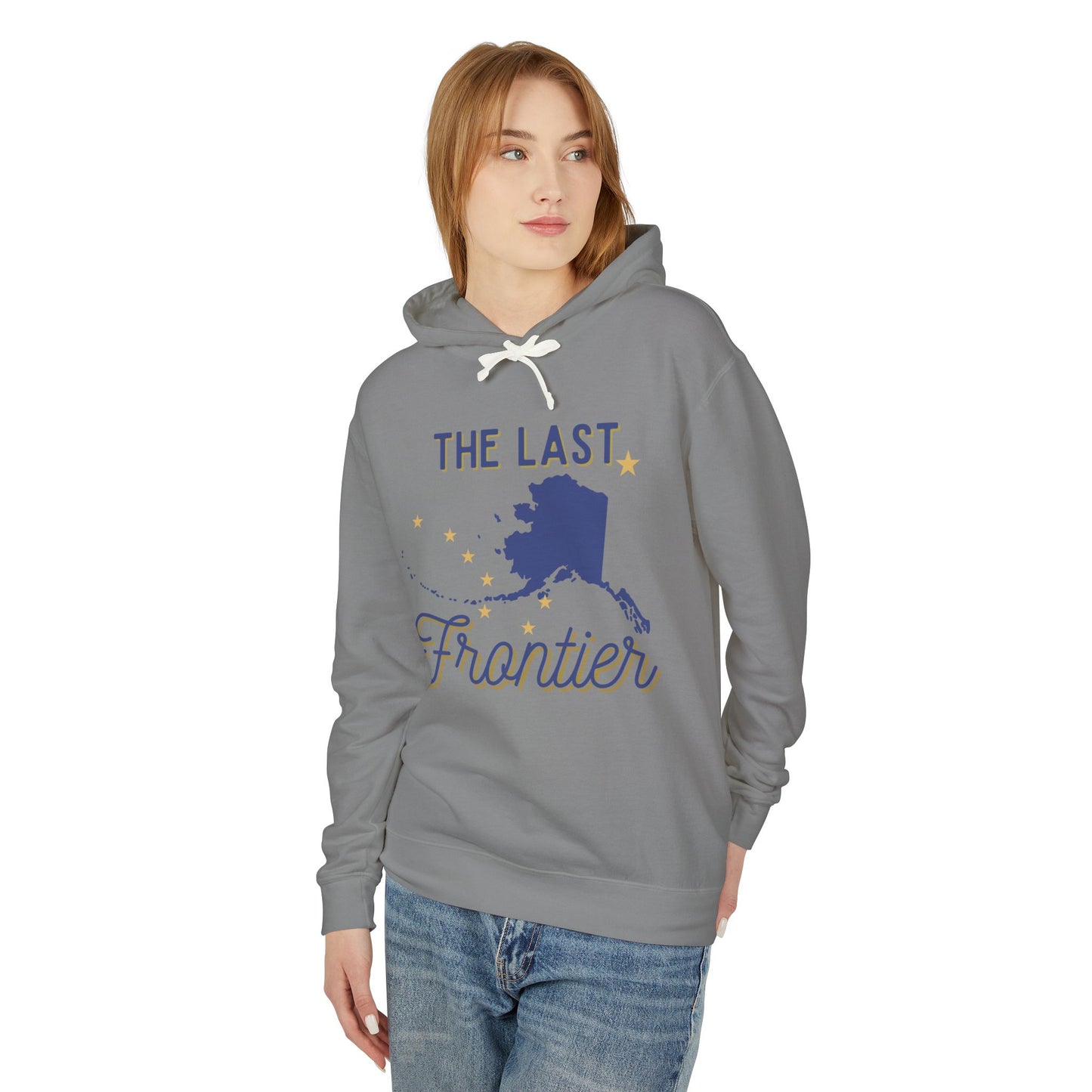 The Last Frontier Blue and Gold Unisex Lightweight Hooded Sweatshirt