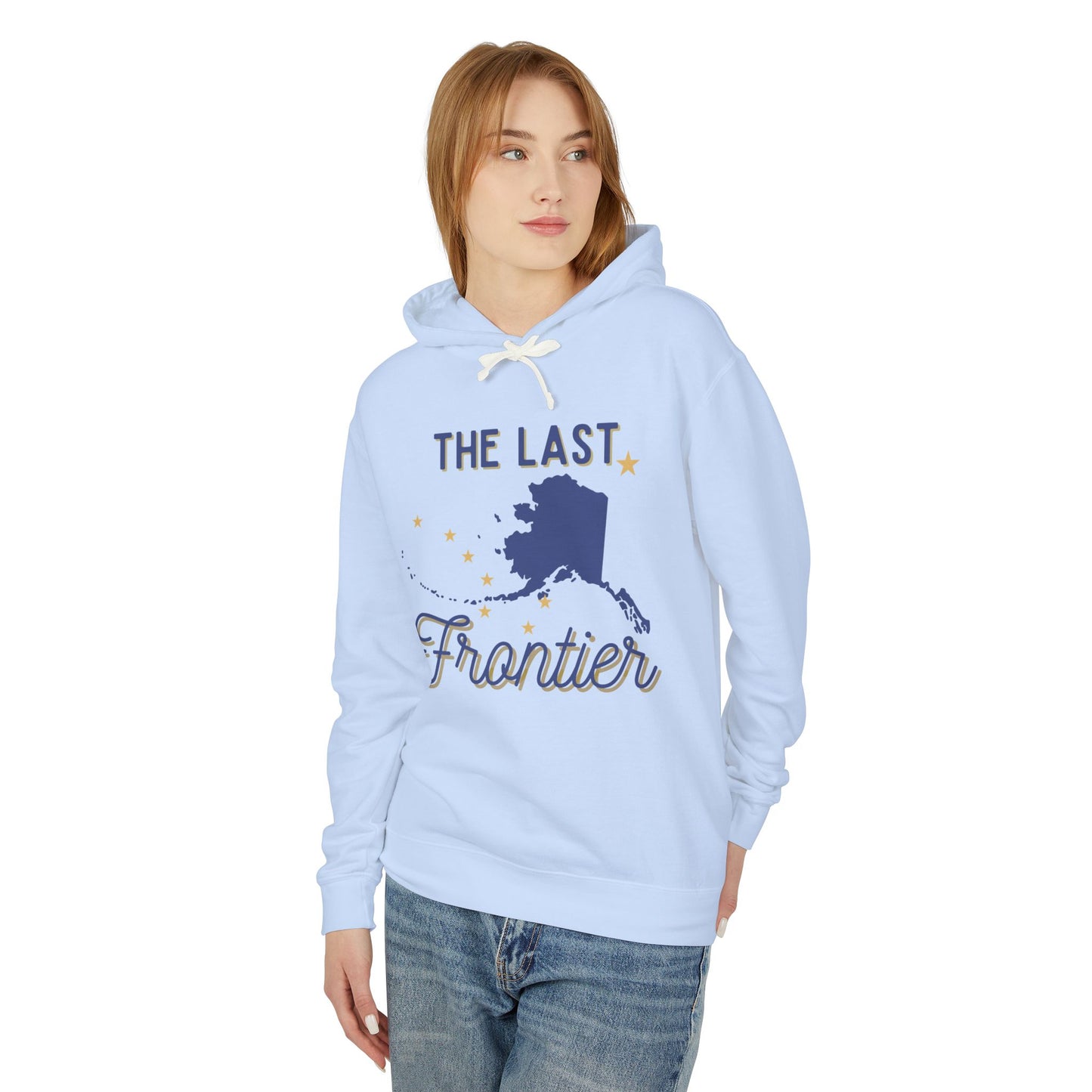 The Last Frontier Blue and Gold Unisex Lightweight Hooded Sweatshirt