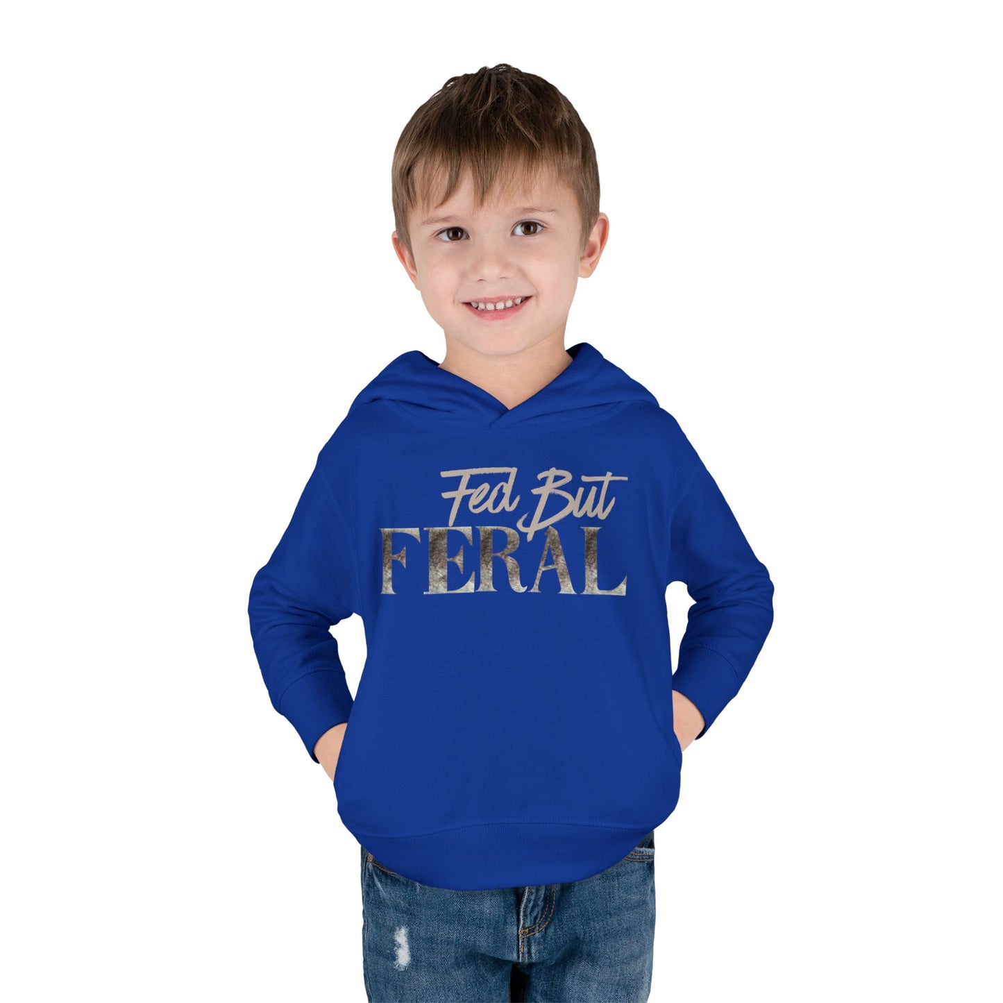 Toddler Fed But Feral Wolf Fur Hoodie - Cozy Pullover for Playful Kids