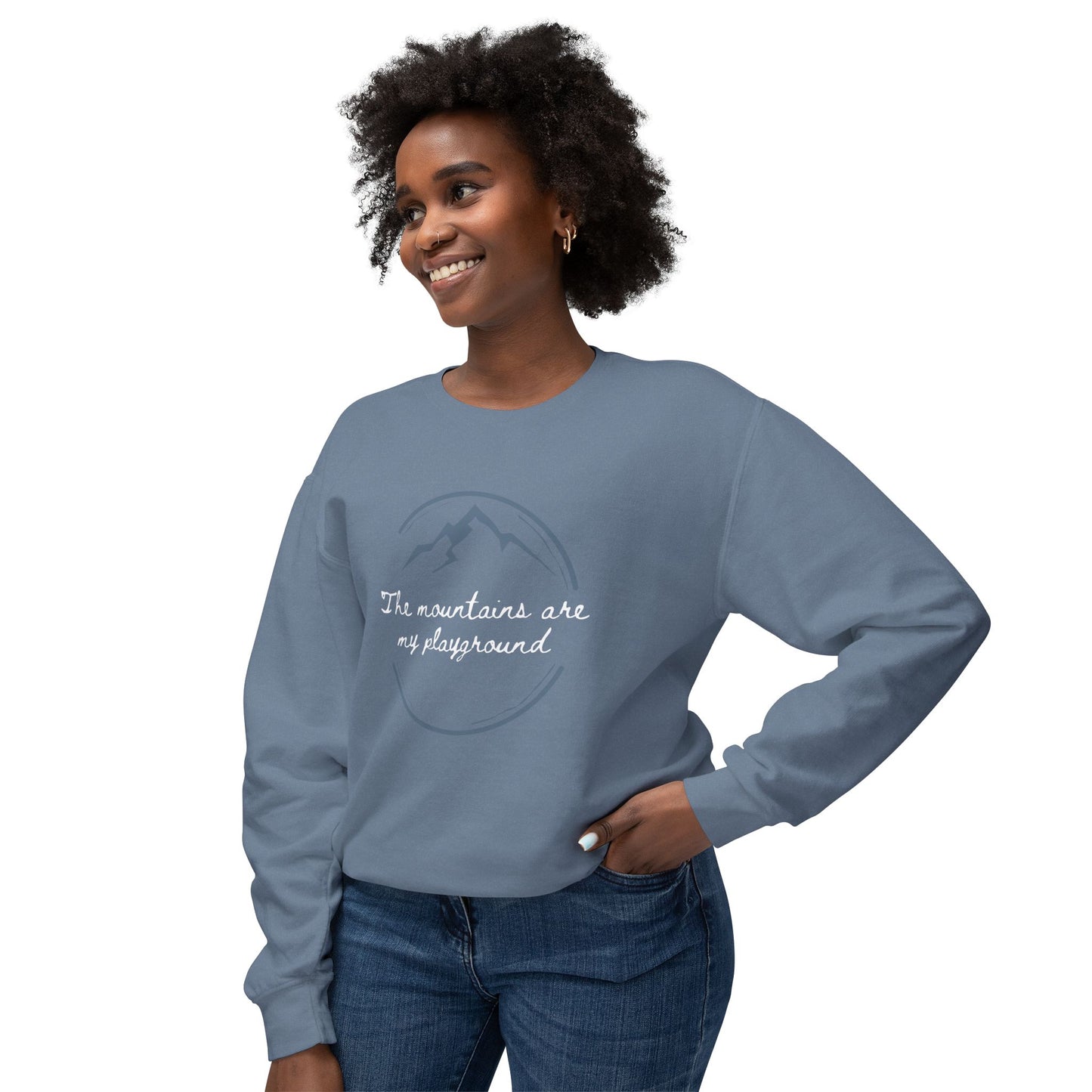 The Mountains Are My Playground Unisex Lightweight Crewneck Sweatshirt